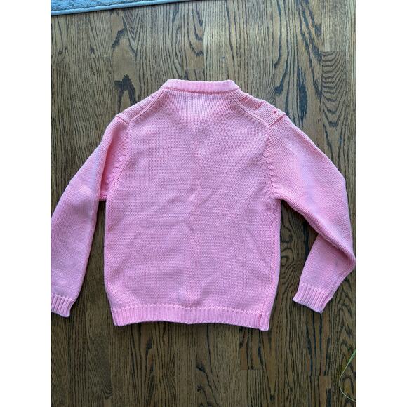 Vintage Pink Knit Cardigan Chevron Eyelet Design Button Front Women’s M - Picture 8 of 8